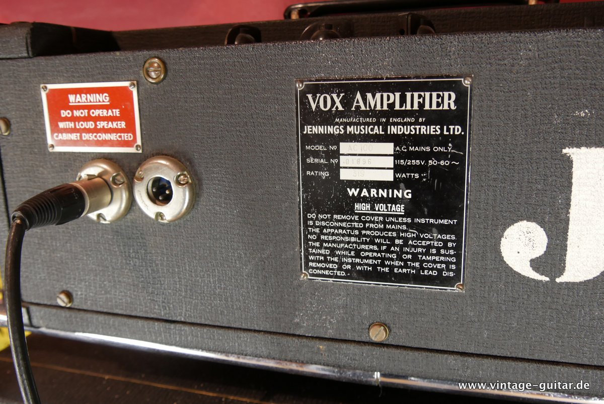 Vox Ac 100 Top With 4x12 Cabinet 1965 C A 1193